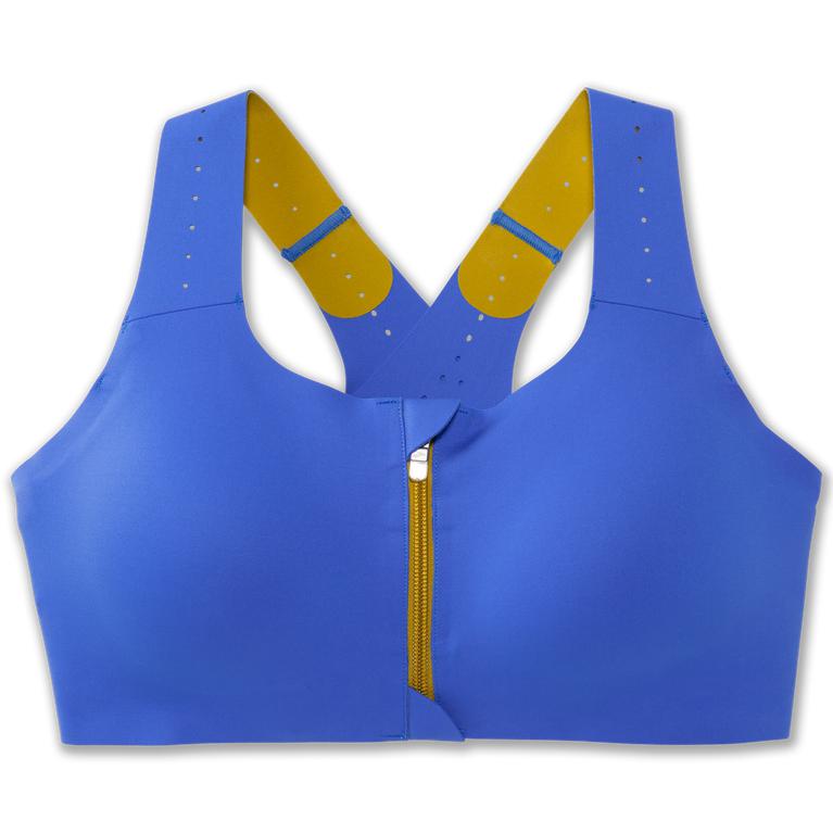 Brooks Dare Zip 2.0 Sports Womens Running Bra - Bluetiful/Golden Hour - Indonesia (IVDE-73609)